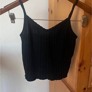 Elegant Black Ribbed Women's Top